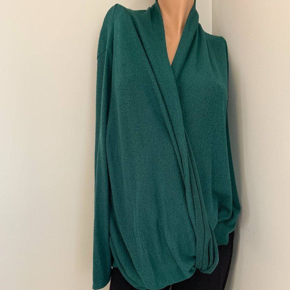 PinkBlush Draped Wrap V-Neck Maternity & Nursing Top | Forest Green | Size L